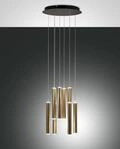 Fabas Luce 8er-LED-Pendelleuchte PRADO schwarz/Messing (Rondell) 3685-47-209