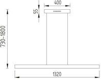 GKS Knapstein LED-Pendelleuchte RUNA 132cm Nickel Dynamic-White 51.486.05