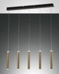 Fabas Luce 5er-LED-Pendelleuchte PRADO schwarz/Messing 90cm 3685-48-209...