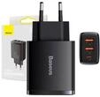 Compact Quick Charger 2 &times; USB-A + USB-C PD 3 A 30 W - Black