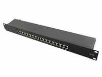 Cat.6A Patch Panel 16 ports shielded 19 inch rack mount black