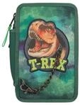 Dino World - T-rex - Triple Pencil Case - Green with Chain