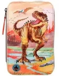 Dino World Triple Pencil Case LED Khaki Brown