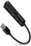 AXAGON HMA-GL3A, AXAGON SuperSpeed USB-A Hub with 3 USB Ports and Gigabit LAN