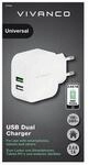 Vivanco 2xUSB Home Charger 3.4A (2.4A+1A) White