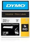 Rhino Industrie Permanente Polyesteretiketten | 19 mm x 5,5 m | Schwarz auf Wei&szlig;