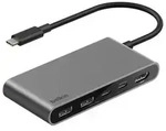 Connect 5-in-1 USB-C Hub with Dual USB-C Ports - Silver