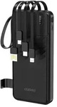 K11 10000mAh Powerbank with Built-in Cables - Black - 10000 mAh