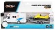 Toi-Toys - Metal Pull Back Camper with Trailer and Snowmobile