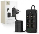Power Strip PC6X6 6 Sockets 240V + 3xUSB-A + 3xUSB-C 200cm - Black