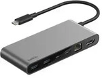 Connect 8-in-1 USB-C Hub with Dual USB-C Ports - Silver