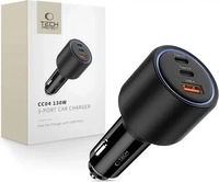 Tech-Protect CC04 3-port PD130W car charger - black