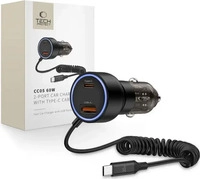 Tech-Protect CC05 Car Charger 2-Ports PD60W + USB-C Cable - Black
