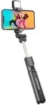 Universal selfie stick with built-in LED light and tripod - Black