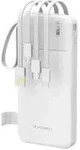 W11-W 10000mAh 10W Powerbank with Built-in Cables and Flashlight - White - 10000 mAh