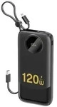 K13 10000mAh Powerbank with Built-in Cable - Black