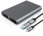 AM2C3-2N Dual Disk Caddy for Two Drives: M.2 SATA and NVME USB-C 3.2 10Gb/s -...