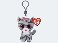 Ty 2005116, Ty Beanie Boo Clips - Kiki Grey Striped Cat 7cm