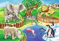 Ravensburger 10107602, Ravensburger Animals In The Zoo 2x12p