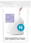 Simplehuman Code N ma&szlig;geschneiderte M&uuml;llbeutel, Packung mit 20, wei&szlig;
