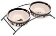Trixie TX24641, Trixie Food/Water bowl set ceramic/metal 2 &times; 0.6 l/&oslash; 15 cm/32 &times; 9