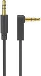 Pro AUX audio connector cable 3.5 mm stereo 3-pin slim CU angled 1m