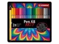 Pen 68 Arty metal tin of 20 colors