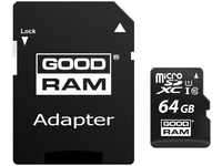 GOODRAM M1AA-0640R12, GOODRAM Karta pamieci microSD 64GB CL10 UHS I + adapter