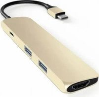 Satechi ST-CMAG, Satechi Slim Aluminum Multi-Port Adapter - USB-C - 4K HDMI - 2-Port