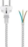 Pro Heat-resistant safety plug cord for assembly 3 m white-silver