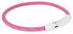 Flash Light Ring USB Illuminated Dog Safety Collar Pink Size M-L 7mm 45cm