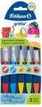 Pelikan 100401604, Pelikan griffix Pinselset f&uuml;r die Schule mit Pinselband, 5er Set