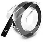 Pr&auml;geband | 3D wei&szlig; auf schwarz | 9 mm x 3 m Rolle | 1 St&uuml;ck