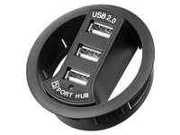 3 port USB 2.0 Hi Speed In-Desk HUB black - to be USB-Hubs - USB 2.0 - 3 - Schwarz