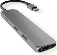 Satechi ST-CMAM, Satechi Slim Aluminum Multi-Port Adapter - USB-C Interface - 4K HDMI