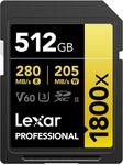Lexar LSD1800512G-BNNNG, Lexar Professional Gold 1800x SD - 280MB/s - 512GB