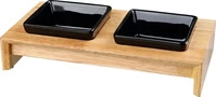 Trixie TX24821, Trixie Bowl set ceramic/wood 2 &times; 0.4 l/13 &times; 13 cm/36 &times; 7 &times; 19 cm