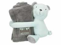 Junior cuddly set blanket/bear plush 75 × 50 cm grey/mint