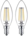 Philips 929001889767, Philips LED-Lampe Classic Candle 4.3W/827 (40W) Clear 2-pack