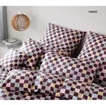 Elegante Interlock-Jersey Bettw&auml;sche Scrabble - 155x220 cm + 80x80 cmmerlot