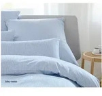 Elegante Bettw&auml;sche Hamburger Streifen - 135x200 cm + 80x80 cm blau-weiss