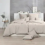 Enrico Coss Bettw&auml;sche Stonewashed 240x220 cm + 2x 80x80 cm | leinen - beige