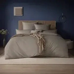 Estella Mako-Satin Uni Bettw&auml;sche Valetta 135x200 cm + 80x80 cm | kiesel - grau