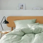 elegante Halbleinen Bettw&auml;sche Breezee pistazie 135x200 cm + 80x80 cm - gr&uuml;n