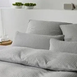 elegante Uni Jersey Bettw&auml;sche Solid Stripe 135x200 cm + 80x80 cm | greige - grau