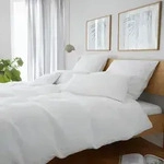elegante Leinen Bettw&auml;sche Pure reinweiss 135x200 cm + 80x80 cm - wei&szlig;