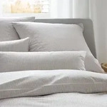 elegante Mako-Satin Bettw&auml;sche Hamburger Streifen 155x220 cm + 80x80 cm | sand...