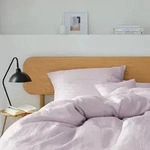 elegante Halbleinen Bettw&auml;sche Breezee flieder 135x200 cm + 80x80 cm - lila