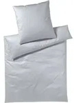 elegante Mako-Satin Bettw&auml;sche Solid silber 135x200 cm + 80x80 cm - grau