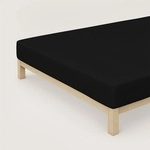 Schlafgut Spannbetttuch Premium aus Bio Baumwolle 120x200 - 130x220 cm | off-black -